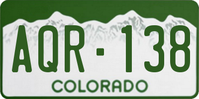 CO license plate AQR138