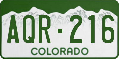 CO license plate AQR216