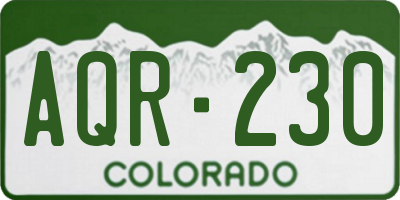CO license plate AQR230