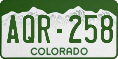 CO license plate AQR258