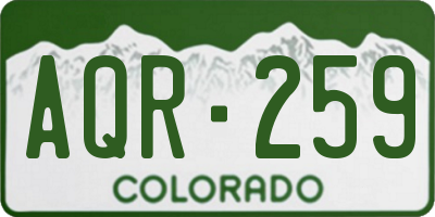 CO license plate AQR259