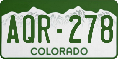 CO license plate AQR278