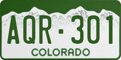 CO license plate AQR301