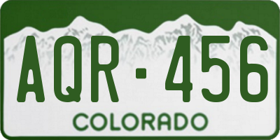 CO license plate AQR456