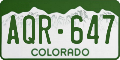 CO license plate AQR647