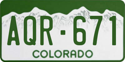 CO license plate AQR671