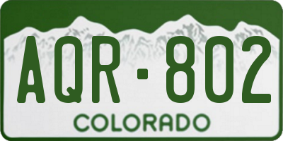 CO license plate AQR802