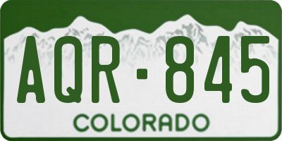 CO license plate AQR845