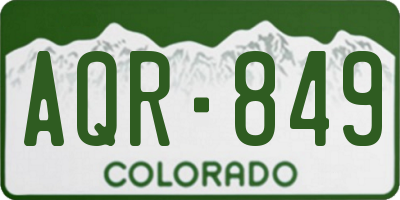 CO license plate AQR849
