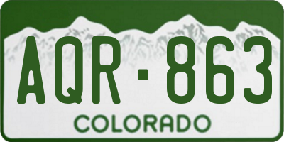 CO license plate AQR863