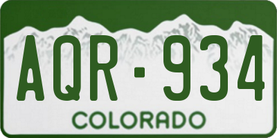CO license plate AQR934