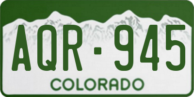 CO license plate AQR945
