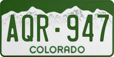 CO license plate AQR947