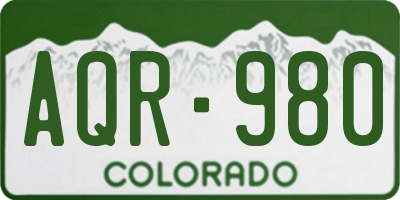 CO license plate AQR980