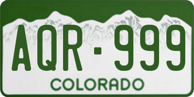 CO license plate AQR999
