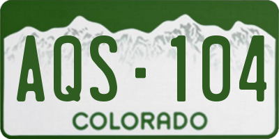 CO license plate AQS104