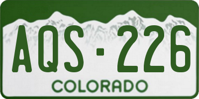 CO license plate AQS226