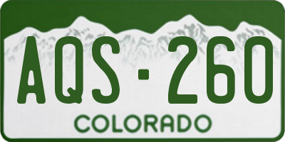 CO license plate AQS260