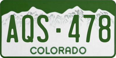 CO license plate AQS478