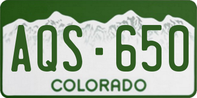 CO license plate AQS650