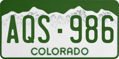 CO license plate AQS986