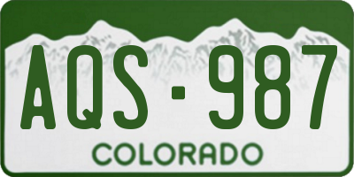 CO license plate AQS987