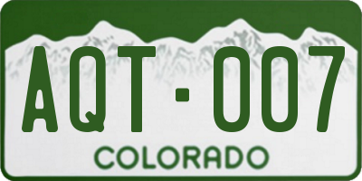 CO license plate AQT007