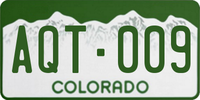 CO license plate AQT009