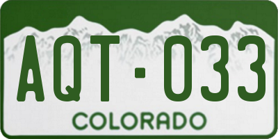 CO license plate AQT033