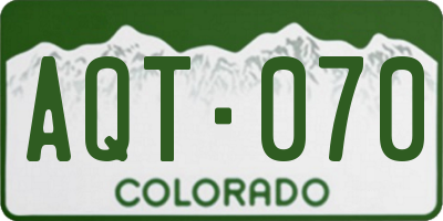 CO license plate AQT070