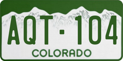 CO license plate AQT104