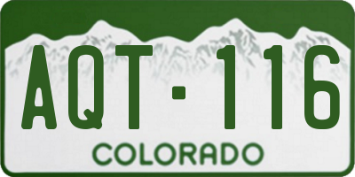 CO license plate AQT116