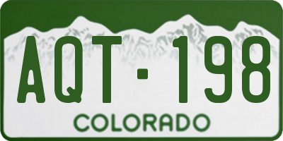 CO license plate AQT198