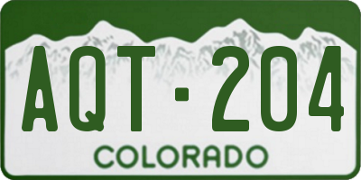 CO license plate AQT204
