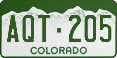 CO license plate AQT205