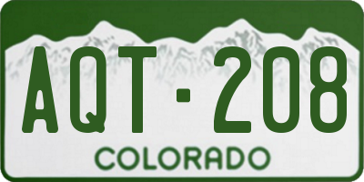 CO license plate AQT208