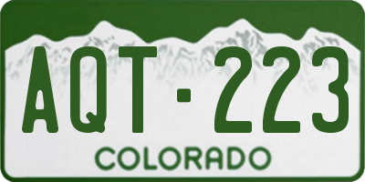 CO license plate AQT223