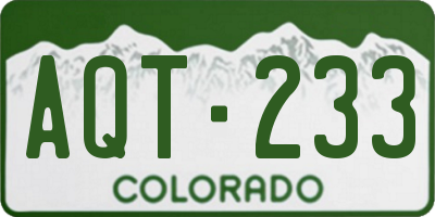 CO license plate AQT233