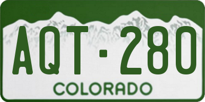 CO license plate AQT280