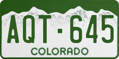 CO license plate AQT645