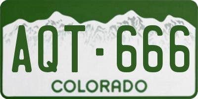 CO license plate AQT666
