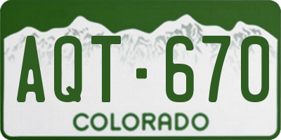 CO license plate AQT670