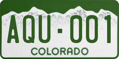 CO license plate AQU001