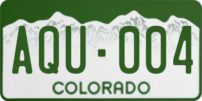 CO license plate AQU004