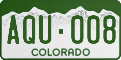 CO license plate AQU008