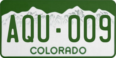 CO license plate AQU009