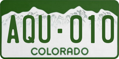 CO license plate AQU010