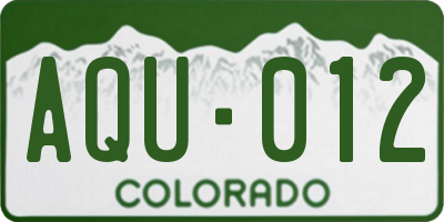 CO license plate AQU012
