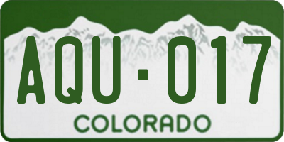 CO license plate AQU017