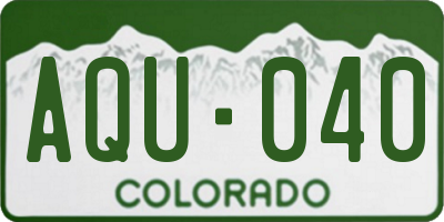 CO license plate AQU040